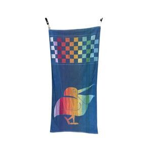 Vintage Impanema colorful cotton beach towel with pelican